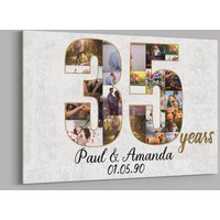 35 Jahre Jubiläumsgeschenke Benutzerdefinierte Collage Foto Leinwand Personalisierte Wand Kunst Hochzeitstag Geschenk Verheiratet Frau Mann von TeerrificGift
