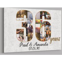 36 Jahre Jubiläumsgeschenke Benutzerdefinierte Collage Foto Leinwand Personalisierte Wand Kunst Hochzeitstag Geschenk Verheiratet Frau Mann von TeerrificGift