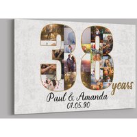 38 Jahre Jubiläumsgeschenke Benutzerdefinierte Collage Foto Leinwand Personalisierte Wand Kunst Hochzeitstag Geschenk Verheiratet Frau Mann von TeerrificGift