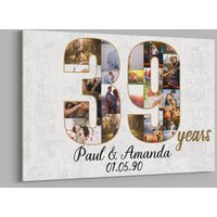 39Th Jahrestag Geschenke Custom Collage Foto Leinwand Personalisierte Wand Kunst Hochzeitstag Geschenk 39 Jahre Verheiratet Frau Mann von TeerrificGift