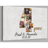 4. Jahrestag Geschenke Benutzerdefinierte Collage Foto Leinwand Personalisierte Wand Kunst Hochzeitstag Geschenk 4 Jahre Verheiratet Frau Mann von TeerrificGift