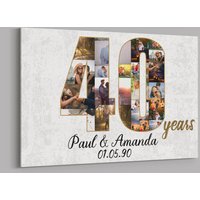 40 Jahre Jubiläumsgeschenke Benutzerdefinierte Collage Foto Leinwand Personalisierte Wand Kunst Hochzeitstag Geschenk Verheiratet Frau Mann von TeerrificGift
