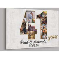 41. Jahrestag Geschenke Benutzerdefinierte Collage Foto Leinwand Personalisierte Wand Kunst Hochzeitstag Geschenk 41 Jahre Verheiratet Frau Mann von TeerrificGift