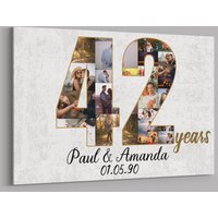 42. Jahrestag Geschenke Benutzerdefinierte Collage Foto Leinwand Personalisierte Wand Kunst Hochzeitstag Geschenk 42 Jahre Verheiratet Frau Mann von TeerrificGift