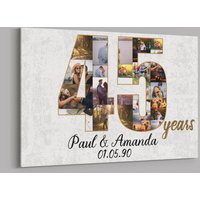 45 Jahre Jubiläumsgeschenke Benutzerdefinierte Collage Foto Leinwand Personalisierte Wandkunst Hochzeitstag Geschenk Verheiratet Frau Mann von TeerrificGift