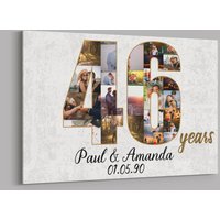 46 Jahre Jubiläumsgeschenke Benutzerdefinierte Collage Foto Leinwand Personalisierte Wandkunst Hochzeitstag Geschenk Verheiratet Frau Mann von TeerrificGift