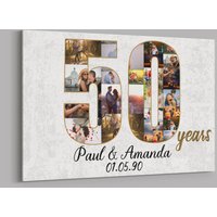 50 Jahre Jubiläumsgeschenk Benutzerdefinierte Collage Foto Leinwand Personalisierte Wand Kunst Hochzeitstag Geschenk Verheiratet Frau Mann von TeerrificGift
