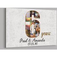 6 Jahre Jubiläumsgeschenk Benutzerdefinierte Collage Foto Leinwand Personalisierte Wand Kunst Hochzeitstag Geschenk Verheiratet Frau Mann von TeerrificGift