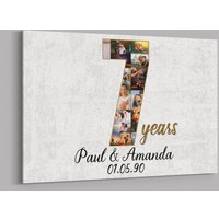 7. Jahrestag Geschenke Benutzerdefinierte Collage Foto Leinwand Personalisierte Wand Kunst Hochzeitstag Geschenk 7 Jahre Verheiratet Frau Mann von TeerrificGift