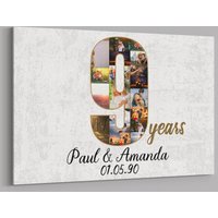9 Jahrestagsgeschenke Benutzerdefinierte Collage Foto Leinwand Personalisierte Wandkunst Hochzeitstag Geschenk Jahre Verheiratet Frau Mann von TeerrificGift