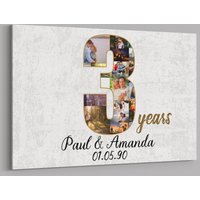 Benutzerdefinierte Collage Foto Leinwand Personalisierte Wand Kunst Hochzeitstag Geschenk 3 Jahre Verheiratet Frau Mann von TeerrificGift