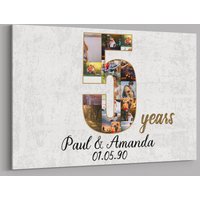Benutzerdefinierte Collage Foto Leinwand Personalisierte Wand Kunst Hochzeitstag Geschenk 5 Jahre Verheiratet Frau Mann von TeerrificGift