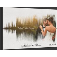Foto Sound Wave Song Print Personalisierte Soundwave Leinwand Mit Musik Und Bild Erstaunlich Hochzeitsgeschenk Jubiläum Wandkunst Hochzeitslied von TeerrificGift