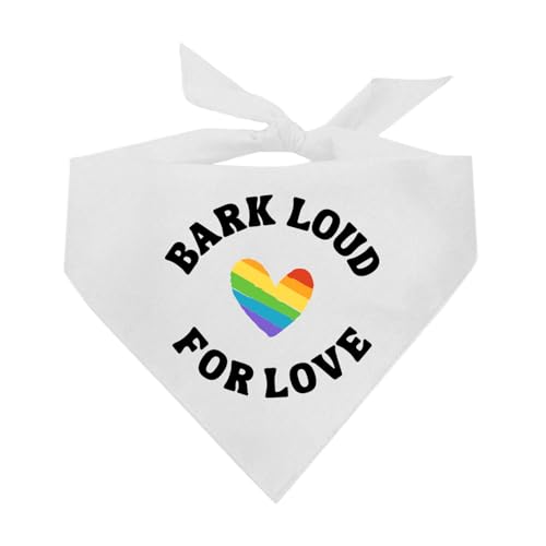 Bark Loud for Love Hundehalstuch, 100 % Baumwolle, verstellbares Dreieck, hergestellt in den USA, Pride Day, LGBTQ+, Regenbogen, Gleichheit, Weiß, Einheitsgröße (1273) von Tees & Tails
