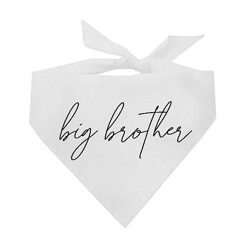 Big Brother Script Boho Hundehalstuch, 100 % Baumwolle, Dreiecksform, Schwangerschaftsankündigung, Fotoshooting, hergestellt in den USA, passende Familie, Gender Reveal, Weiß, Einheitsgröße (774) GB von Tees & Tails