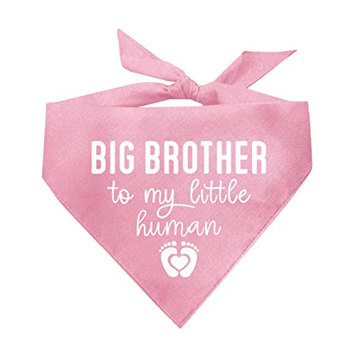 Big Brother to My Little Human Dog Bandana aus 100 % Baumwolle, verstellbares Dreieck, hergestellt in den USA, Schwangerschaftsankündigung, Fotoshooting-Requisite, Geschlechtsoffenbarung, Babyrosa von Tees & Tails