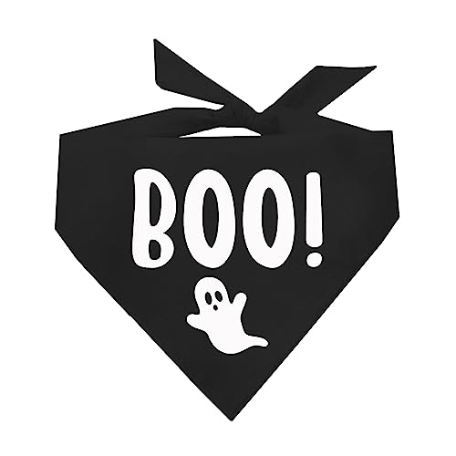 Boo! with Ghost Halloween Hundehalstuch, Schwarz von Tees & Tails