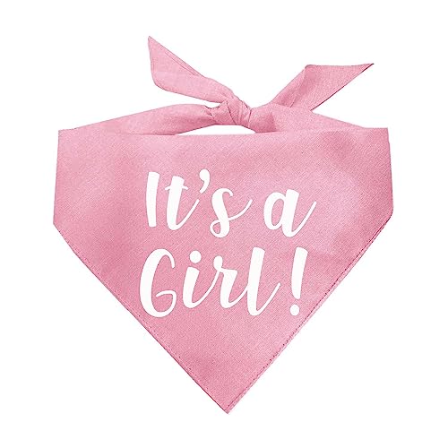 It's A Girl Gender Reveal/Baby Ankündigung Hundehalstuch (Baby Pink, XS 57) von Tees & Tails