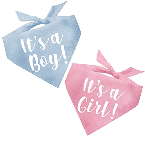 Hundehalstuch-Set mit Aufschrift "It's A Boy & It's A Girl", Enthüllung des Geschlechts, Baby-Ankündigung, Fotoshooting-Requisite, Babyrosa und Babyblau, 2 Stück, Einheitsgröße (57) GB von Tees & Tails