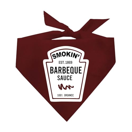 Hundehalstuch mit Grillsoßenflasche, 100 % Baumwolle, verstellbares Dreieck, hergestellt in den USA, Halloween-Kostüm, passendes Outfit, lustig, Dunkelrot, Einheitsgröße (1387) von Tees & Tails