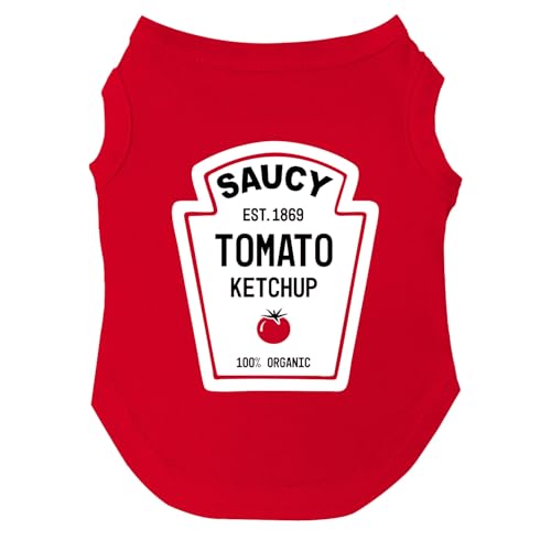 Ketchup-Flaschenkostüm für Hunde, ärmellose Rassen, Halloween, passendes Outfit, lustig und niedlich, Rot, Größe 6XL, 1156 von Tees & Tails