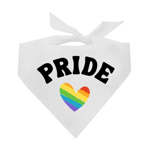 Pride Hundehalstuch, 100 % Baumwolle, verstellbares Dreieck, hergestellt in den USA, Pride Day, LGBTQ+, Regenbogen, Gleichheit, Weiß, Einheitsgröße (1274) von Tees & Tails