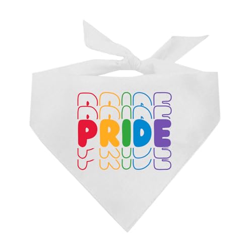 Pride Hundehalstuch, 100 % Baumwolle, verstellbares Dreieck, hergestellt in den USA, Pride Day, LGBTQ+, Regenbogen, Gleichheit, Weiß, Einheitsgröße (1275) von Tees & Tails