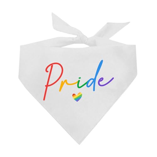 Pride Hundehalstuch, 100 % Baumwolle, verstellbares Dreieck, hergestellt in den USA, Pride Day, LGBTQ+, Regenbogen, Gleichheit, Weiß, Einheitsgröße (1276) von Tees & Tails
