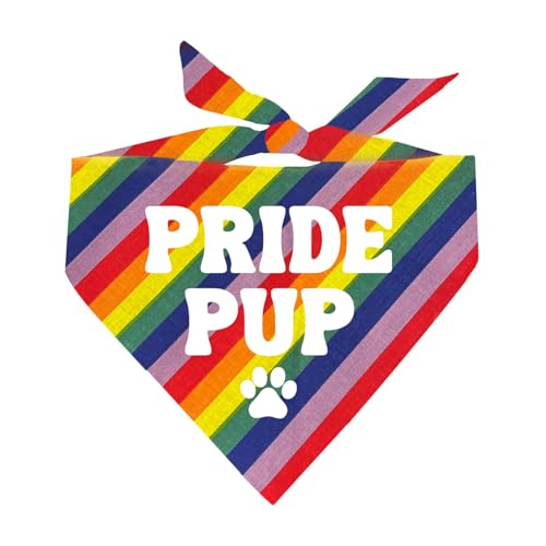 Pride Pup Hundehalstuch, 100 % Baumwolle, verstellbares Dreieck, hergestellt in den USA, Pride Day, LGBTQ+, Regenbogen, Einheitsgröße, Regenbogenstreifen (1281) von Tees & Tails