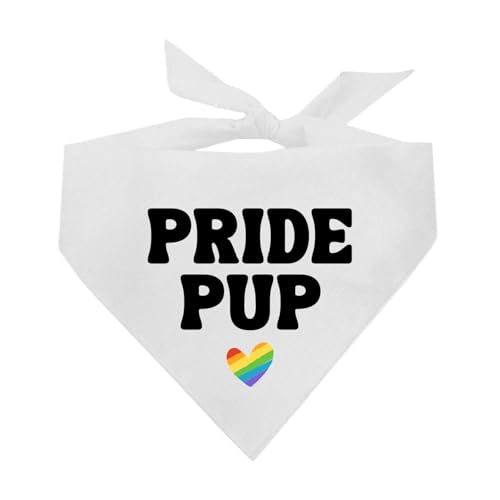 Pride Pup Hundehalstuch, 100 % Baumwolle, verstellbares Dreieck, hergestellt in den USA, Pride Day, LGBTQ+, Regenbogen, Gleichheit, Weiß, Einheitsgröße (1272) von Tees & Tails