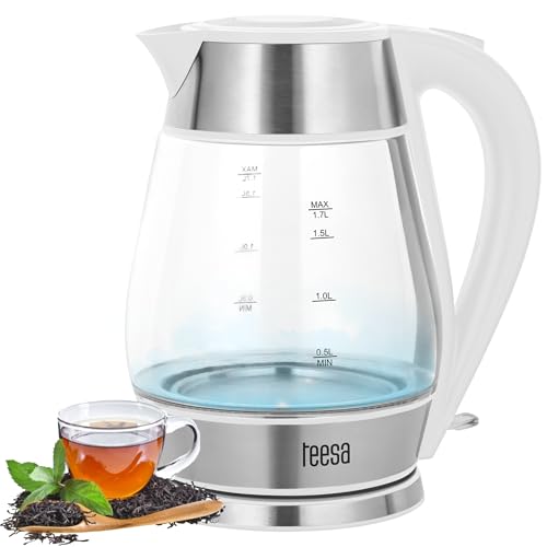 Teesa kabelloser Wasserkocher TSA1512W 1,7 l, Glas, im Betrieb beleuchtet, weiß Teesa kabelloser Wasserkocher TSA1512W 1,7 l, Glas, im Betrieb beleuchtet, weiß von Teesa