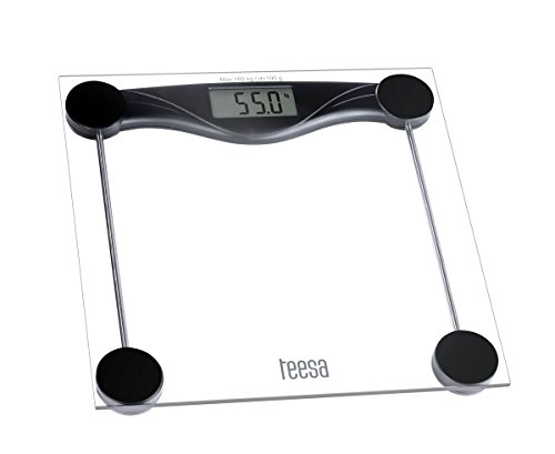 Teesa TSA0801 Glas Digitale Badezimmerwaage mit großem LCD-Display, 180 kg von Teesa