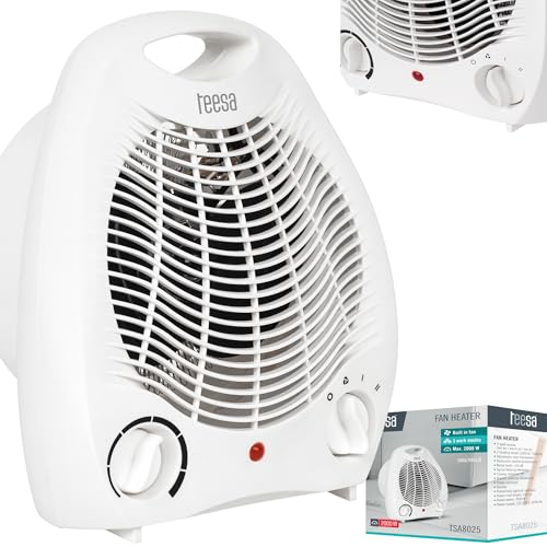 Teesa TSA8025 Heizlüfter 3 Funktionsmodi, 2 Heizstufen (1000W, 2000W), einstellbarer Thermostat, Überhitzungsschutz, weiß von Teesa
