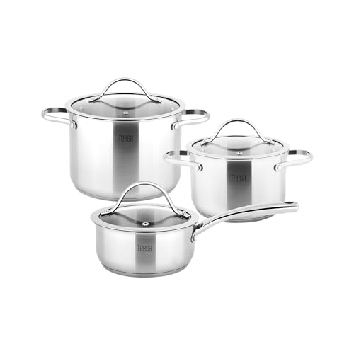Teesa Topfset 6 Komponenten COOK EXPERT MASTER Edelstahl Typ 18/10 Praktisches Messbecher Alle Herdarten TSA0141 von Teesa
