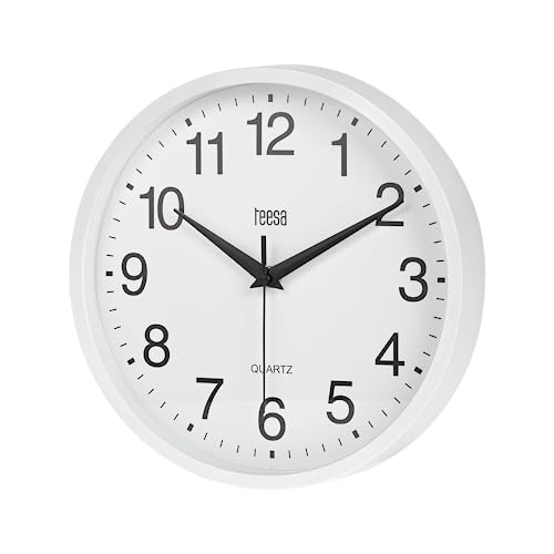 Teesa Universelle analoge Wanduhr 25 cm TSA0037 Weiß von Teesa
