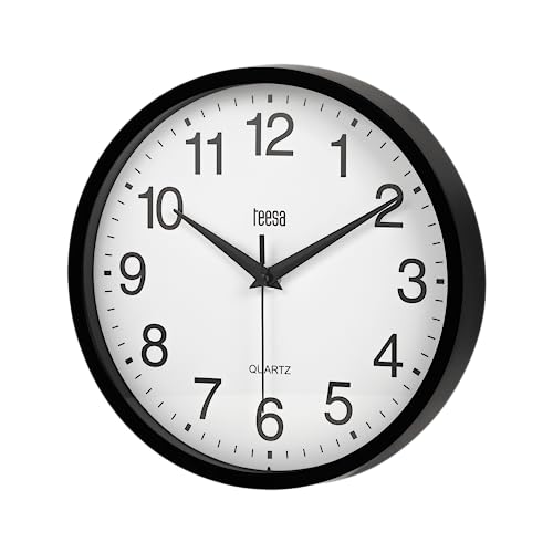 Teesa Universelle analoge Wanduhr 25 cm TSA0037B Schwarz von Teesa