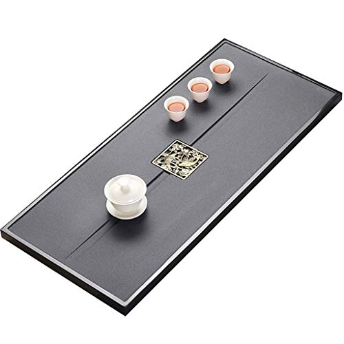 Teeservice Black Stone Tee-Behälter Chinese Kung Fu Tee-Set Büro Teetisch Büro Teetablett Hand Geschnitzt Teetisch (Color : Black, Size : 50x25x3cm) von Teeservice