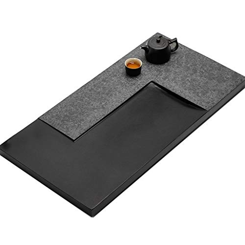 Teeservice Black Stone Tee-Behälter Einfaches Stein Kung Fu Tee-Behälter Trockenlegung Tee-Tabelle Kung Fu Tee-Set (Color : Black, Size : 50x30x3cm) von Teeservice