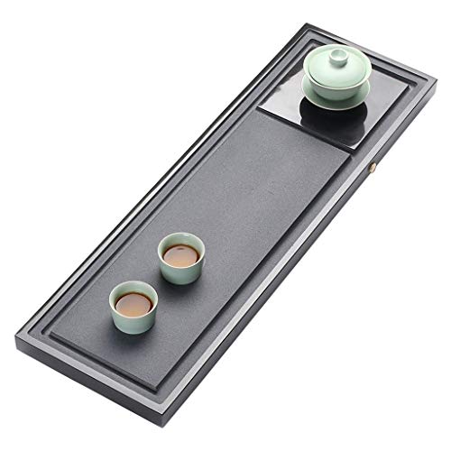 Teeservice Natur-Schwarz-Stein Tee-Behälter Chinese Kung Fu Tee-Set Trockenlegung Tee-Tabelle Rechteckige Teetablett (Color : Black, Size : 60x20x3cm) von Teeservice