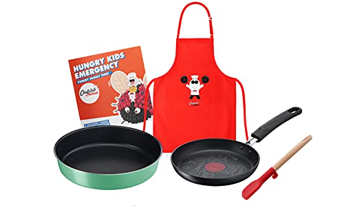 Tefal Chefclub by Kochset Hungry Kids Emergency Pfanne 19 cm, Springform 26 cm, Mini-Spatel, Kinder-Kochschürze, Rezeptheft E5119002 von Tefal