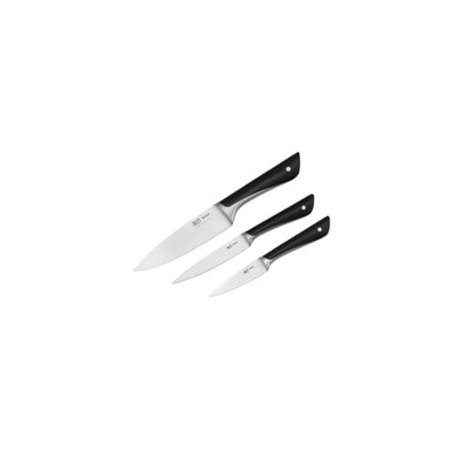 Tefal Jamie Oliver by K267S3 3-teiliges Messerset, Kochmesser, Universalmesser, Schälmesser, hohe Schneideleistung, unverwechselbares Design, widerstandsfähige Klingen, Edelstahl, schwarz von Tefal