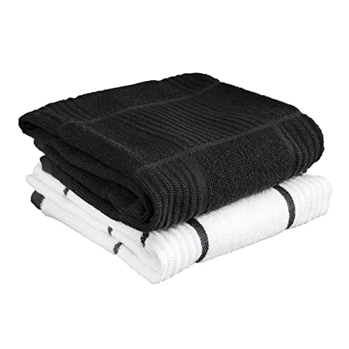 T-FAL Textiles Geschirrtuch mit Parkett-Design, 100% Baumwolle Einfarbig/kariert 2 Pack anthrazit von Tefal