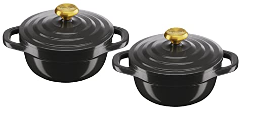 Tefal Air Mini-Eintopf-Set, 2 Stück, 11 cm, Aluminiumguss (leichter als Gusseisen) mit Deckel, Grau E255S204 von Tefal