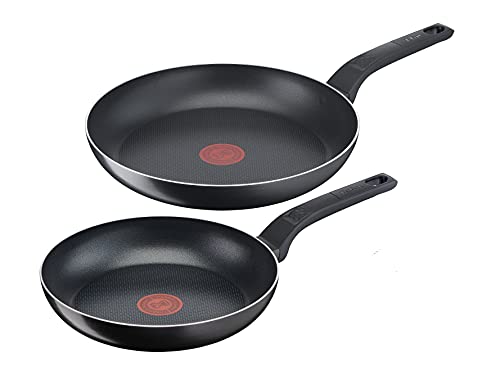 Tefal Easy Cook & Clean Bratpfannen-Set 24/28 cm, Antihaftbeschichtung, Thermo-Signal Temperaturindikator, Schwarz, B5559033 von Tefal