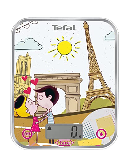 Tefal BC5125V0 BC OPTISS Cities Elektronische Küchenwaage, Motiv: Paris, aus Glas, mehrfarbig, 18 x 2,9 x 23,2 cm von Tefal