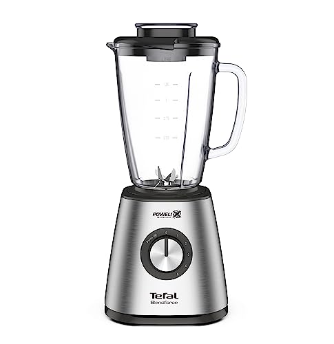 Tefal BL439D Blendforce 2 Standmixer | 800 W | kraftvolles Mixen | 5 Geschwindigkeiten | Pulsfunktion | 6 Powelix-Messer | Edelstahlkorpus | 1,75-L-Thermoglasbehälter | Eiszerkleinerer | Edelstahl von Tefal