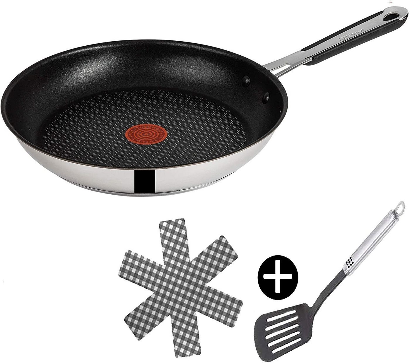 Tefal Bratpfanne Jamie Oliver J90 Pfanne 24cm, Bratpfanne alle Herdarten auch Induktion, Edelstahl 18/10 (Pfanne, Bratpfannen Set, Pfannenset, Wok, Wokpfanne, Schmorpfanne, Pfannen Inkl. 1 Wender & Filzschoner), Säurebeständig, Ohne Fett / Öl braten, Hitzebeständig von Tefal