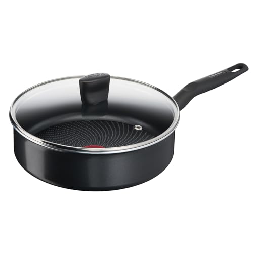Tefal Schmorpfanne mit Decke 24 cm Start'Easy, Induktion, Titanium-Antihaftversiegelung, Thermo-Signal bei idealer Brattemperatur, Bratpfanne für alle Herdarten geeignet, Aluminium, schwarz, C26732 von Tefal