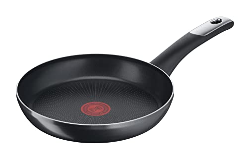 Tefal C38804 Bratpfanne aus hartem Titan Essential, 24 cm, Antihaftbeschichtung mit Titanpartikeln, Temperaturanzeige, spülmaschinenfest, Schwarz von Tefal