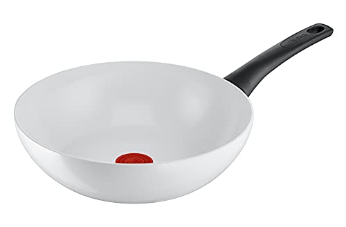 Tefal C41719 Ceramic Control Wokpfanne 28 cm | sichere Keramikversiegelung | Thermo-Signal Temperaturindikator | leichte Reinigung | induktionsgeeignet | Weiß von Tefal